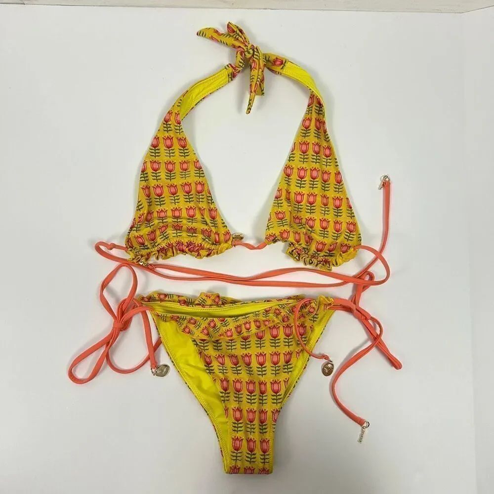 Blackbough "Tulip Time" Ruffled Halter Bikini Set - Large - Picture 4 of 10